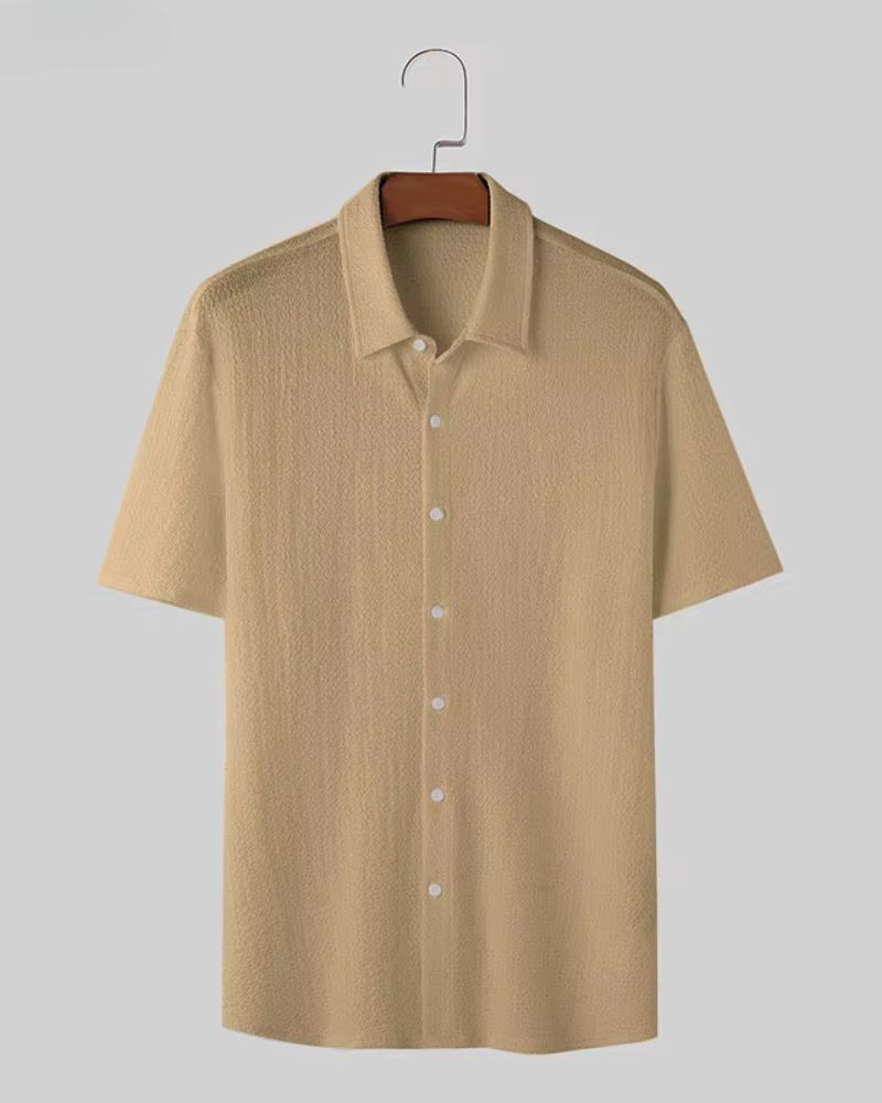 Sandstone Textured Short-Sleeve Shirt