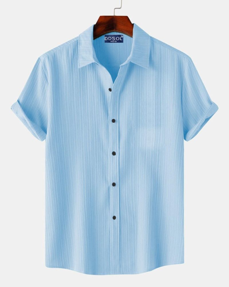 Men's Sky Blue Pinstripe Casual Shirt