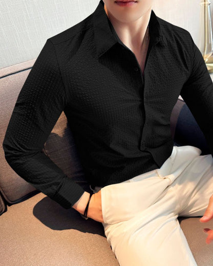 Textured Black Full Sleeve Shirt