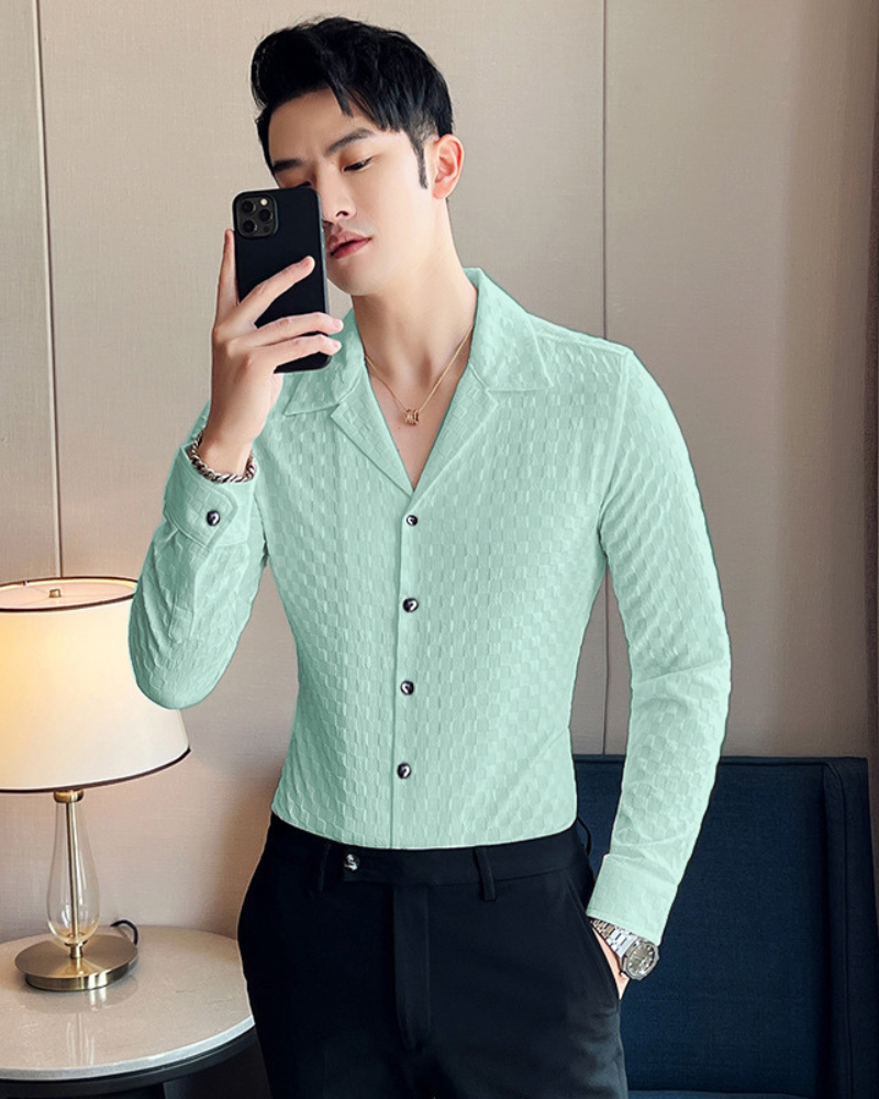 Aqua Checked Party Wear Shirt