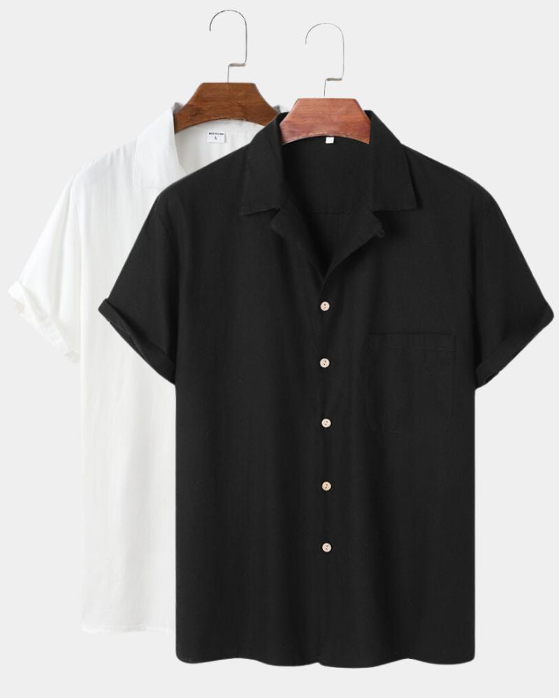 Pack of 2 Black and White Cotton Shirts