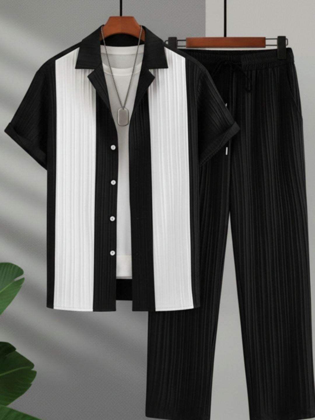 Men’s Black & White Casual Co-Ord Set