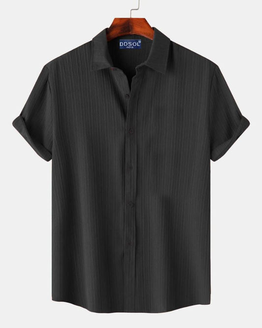 Men Black Pinstripe Shirt