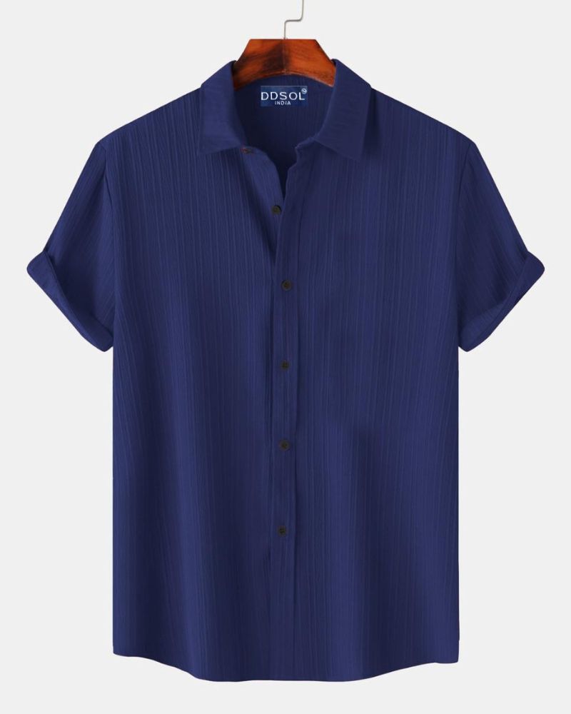 Men Navy Pinstripe Shirt