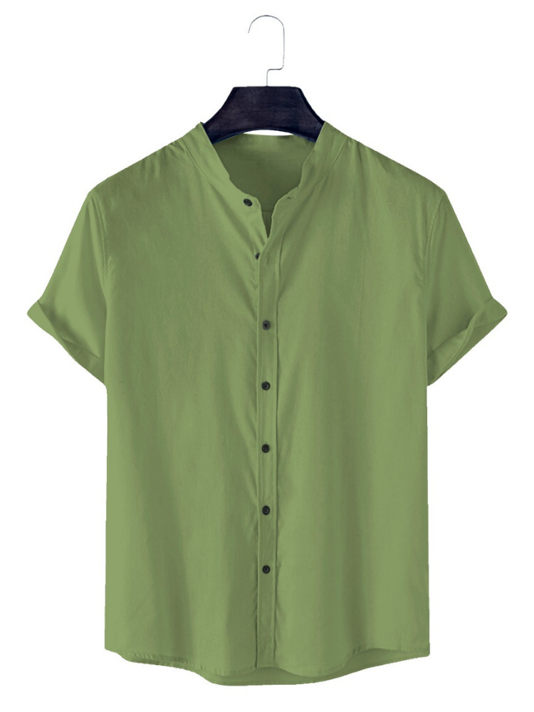 Lime Green Plain Casual Shirt